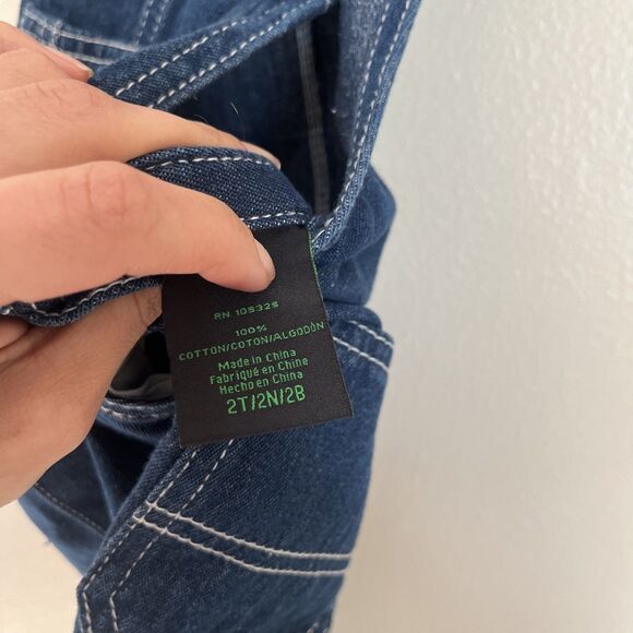 JOHN DEERE Kid’s Contrast Stitch Denim Bib Logo Overalls, 100% Cotton- Size 2T - Picture 8 of 8